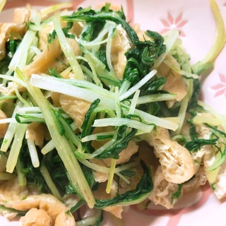 超簡単副菜！水菜と油揚げ炒め